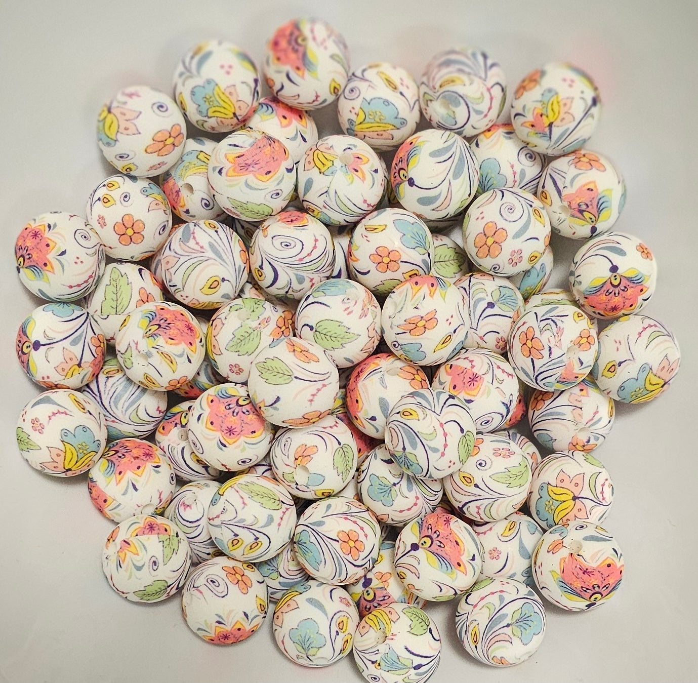 New 15mm printed silicone beads