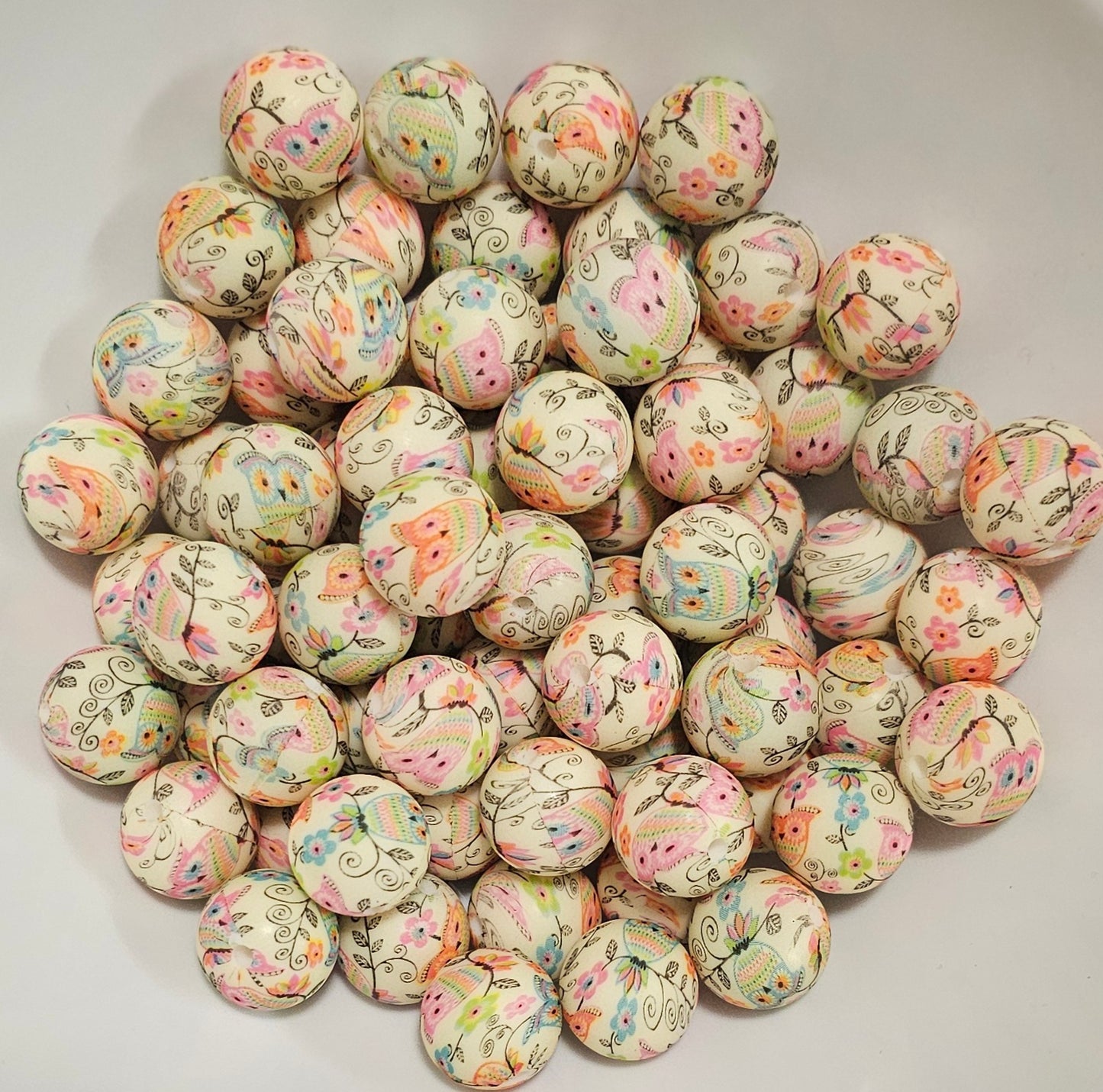 New 15mm printed silicone beads