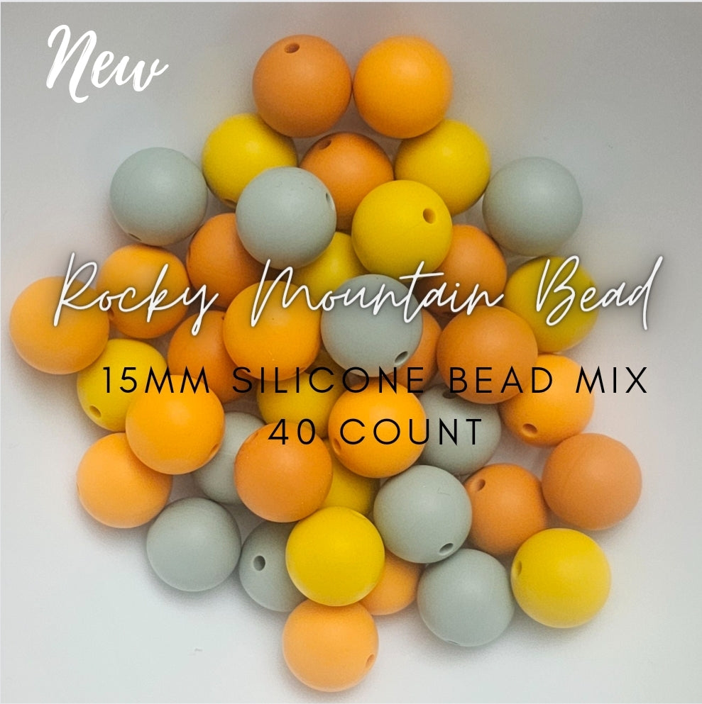 15 mm silicone solid bead mix- 40 count- Fall colors