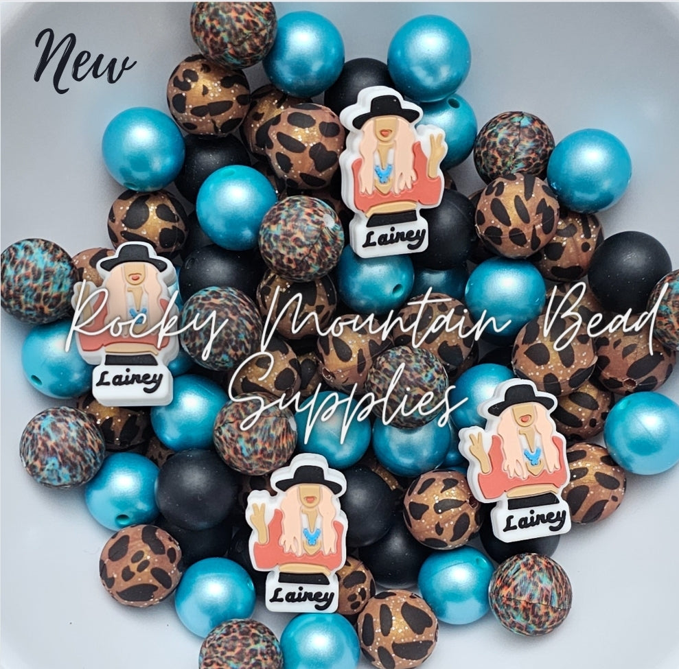 DIY Beads New 15mm lepord teal cow country girl mix 29 Count Includes 4 Focal Beads