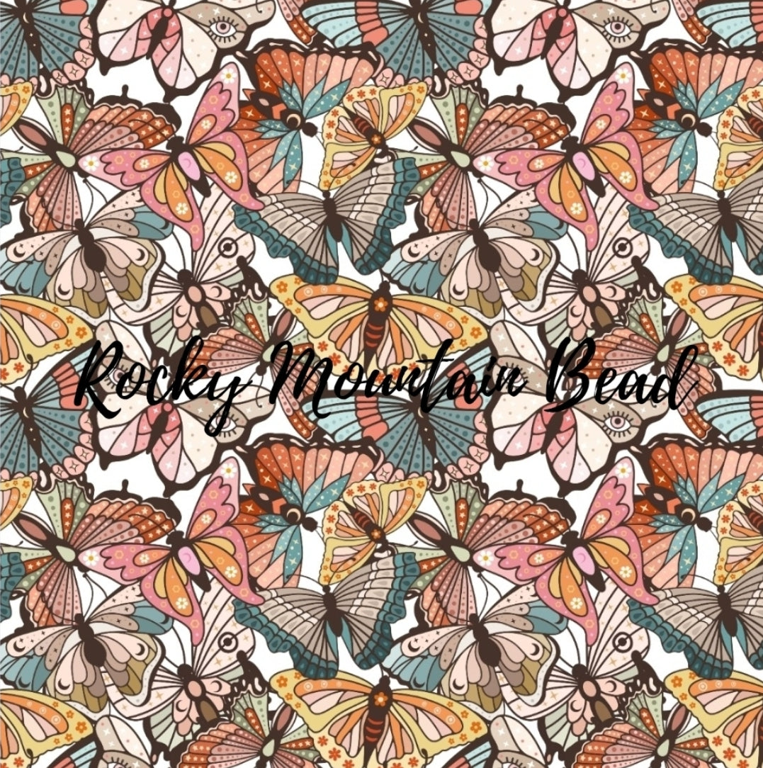 New shop created 15mm printed boho butterfly silicone