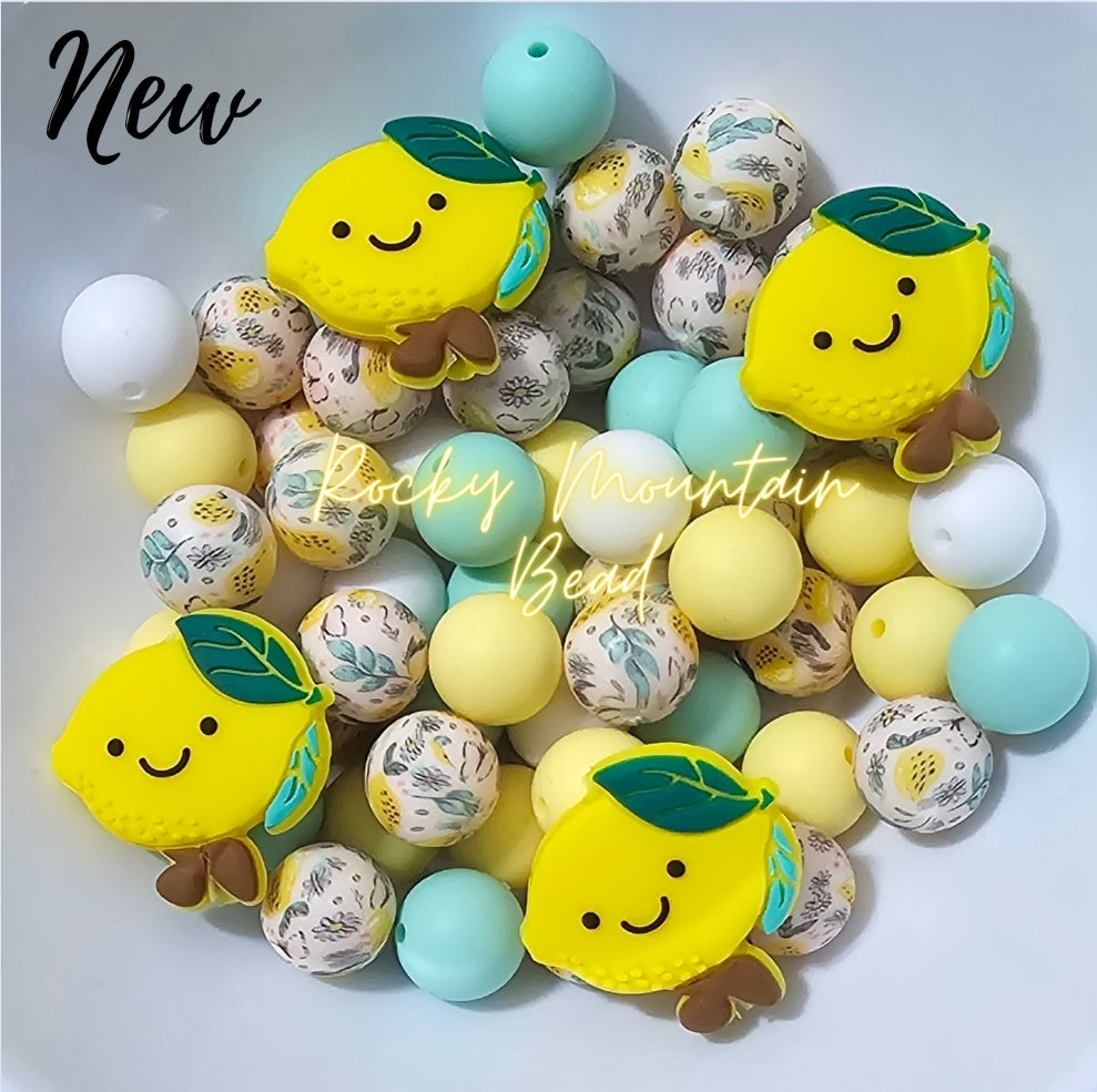 DIY Bead Mix 29 Count Includes 4 Focals Lemon