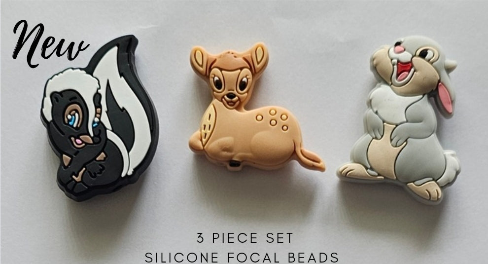 New bambi and friends focal bead 3 piece set