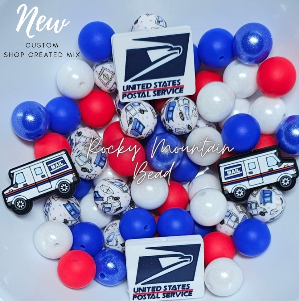 NEW DELUXE mail truck 15mm silicone mix includes opalsDIY beads