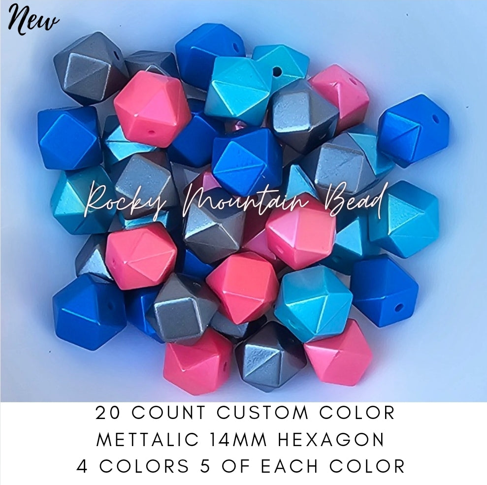 New 14 mm Mettalic tones silicone bead mix 20 count