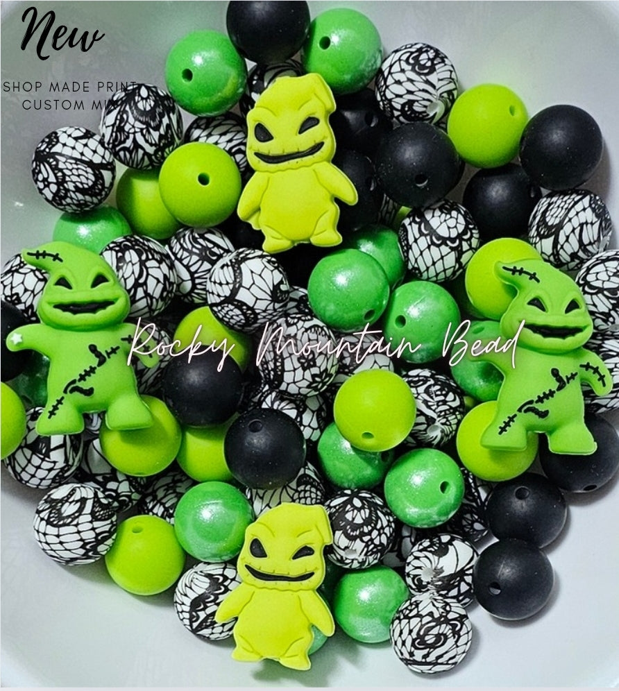 NEW DELUXE 3D boogie man 15mm silicone mix includes opals 25 count DIY BEADS