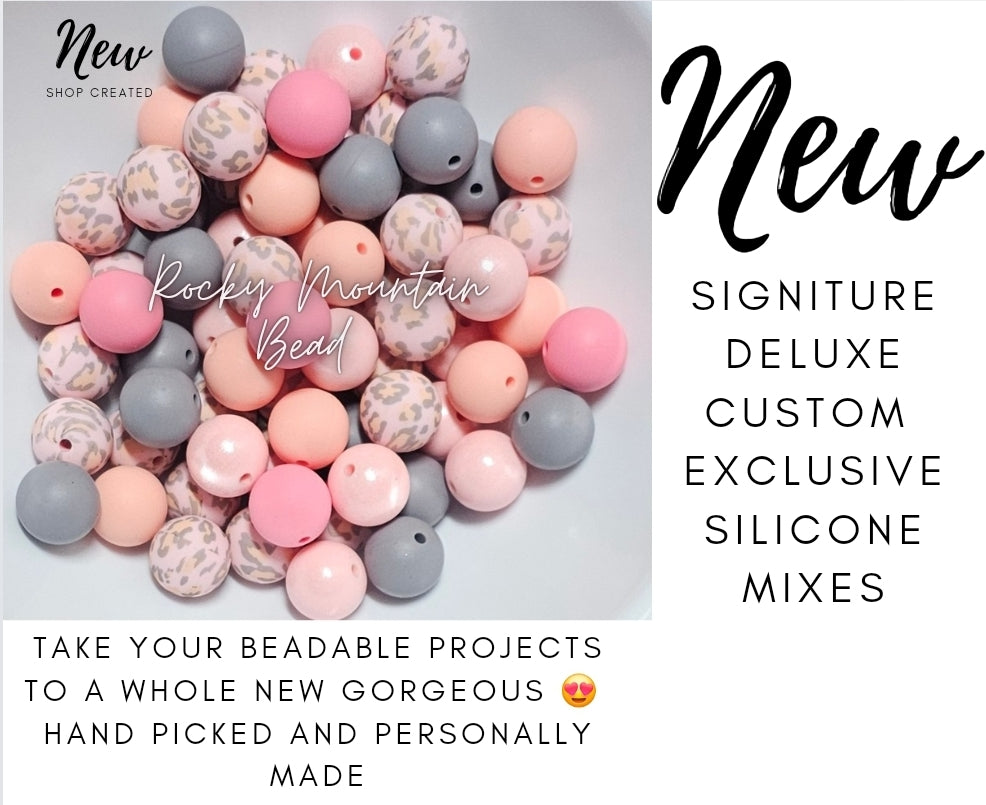 New custom shop mix pink cheetah opals DELUXE 15mm silicone mix