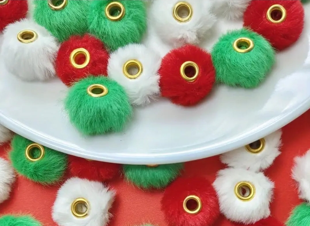 14mm fuzzy spacer christmas colors 15 count mix