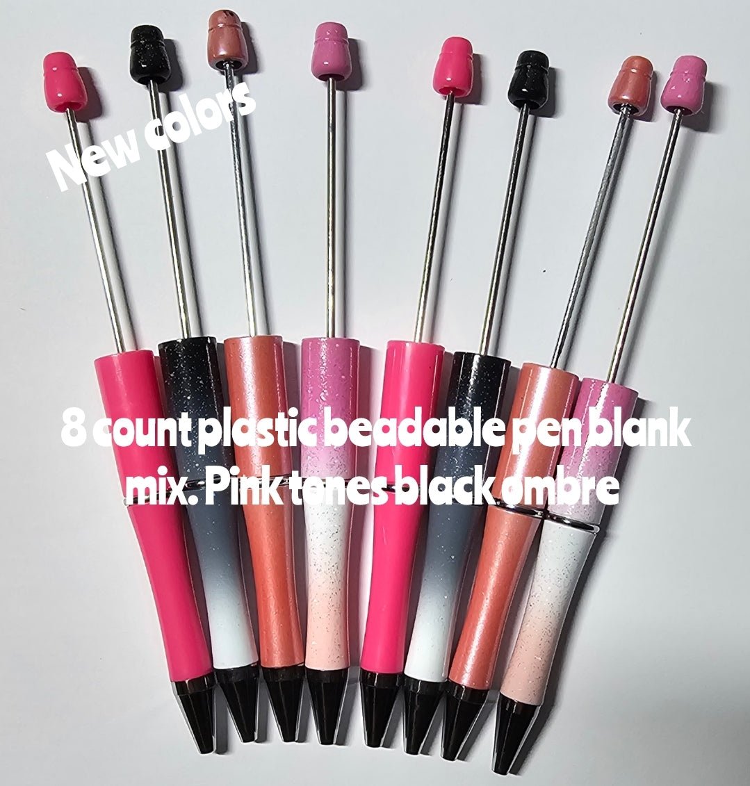 8 count New colors plastic beadable pen blanks pink tones ombre