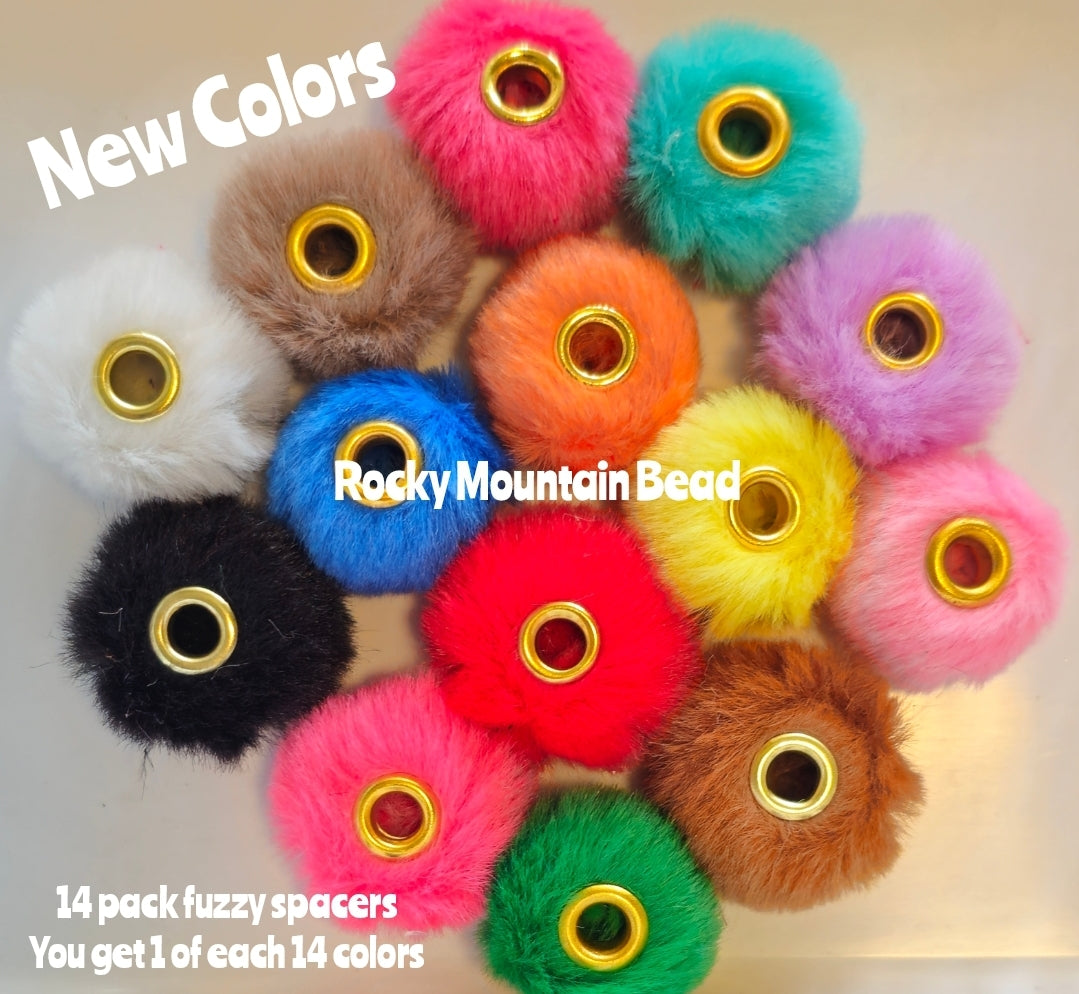 20mm fuzzy spacer multi colors 14 count mix large hole 4mm hole