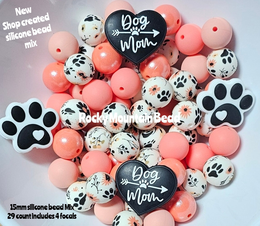 New dog mom 15mm silicone mix 29 count