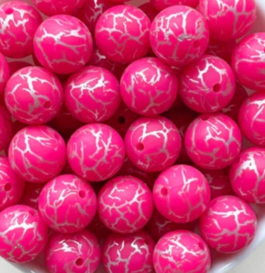 New 7 options of 15mm printed hearts silicone bead 1 count