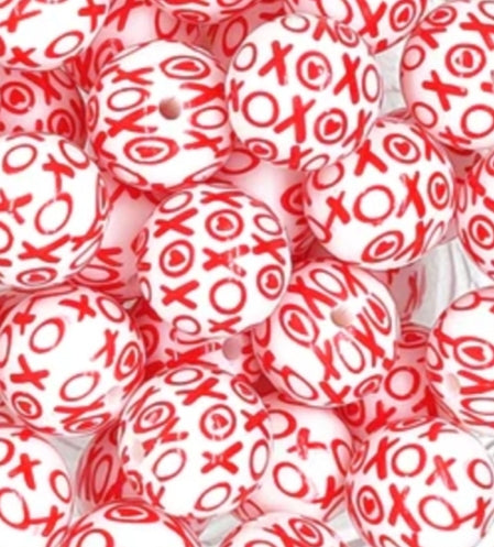 New 7 options of 15mm printed hearts silicone bead 1 count