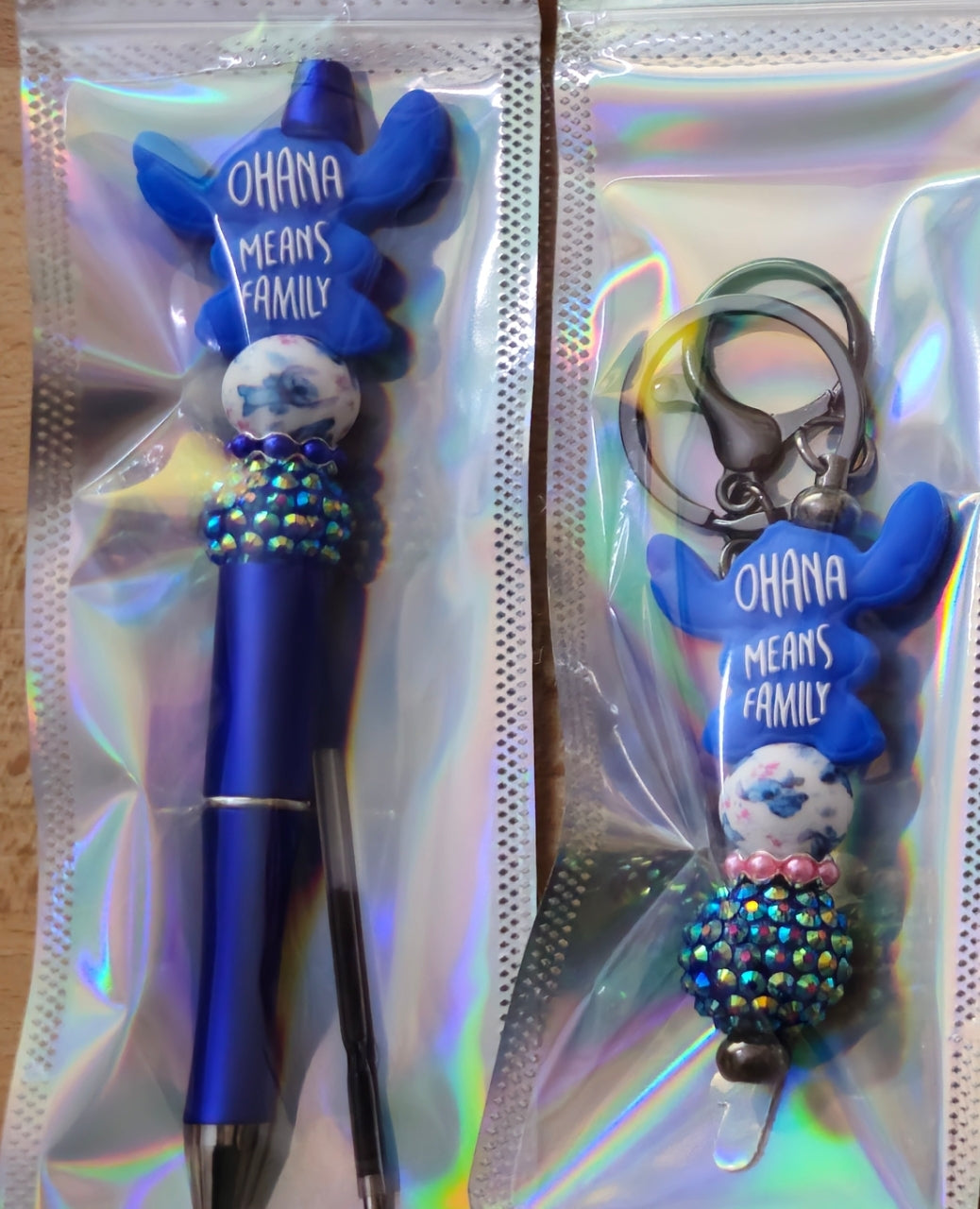 Wholesale custom completed beadable bundles pen and keychain 2 pack for resale