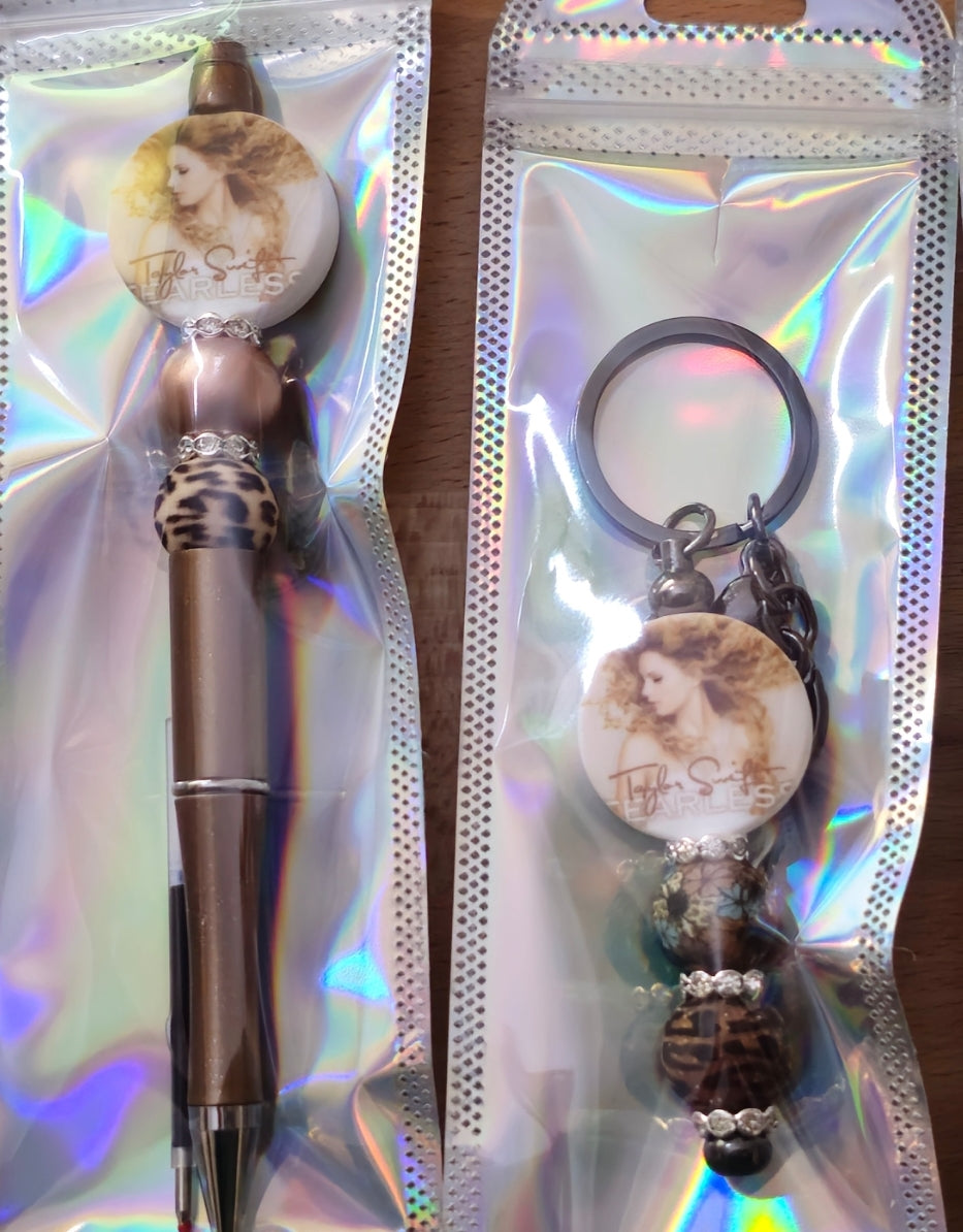 Wholesale custom completed beadable bundles pen and keychain 2 pack for resale