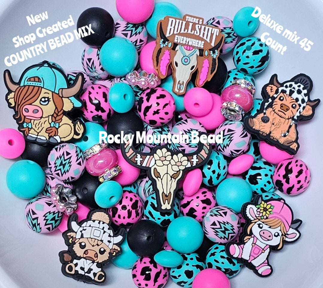 New large deluxe shop created 2025 country 45 count 15mm silicone mix includes 10 spacer beads and 6 focals