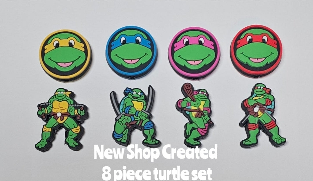New 8 piece turtles focal bead set shop custom set