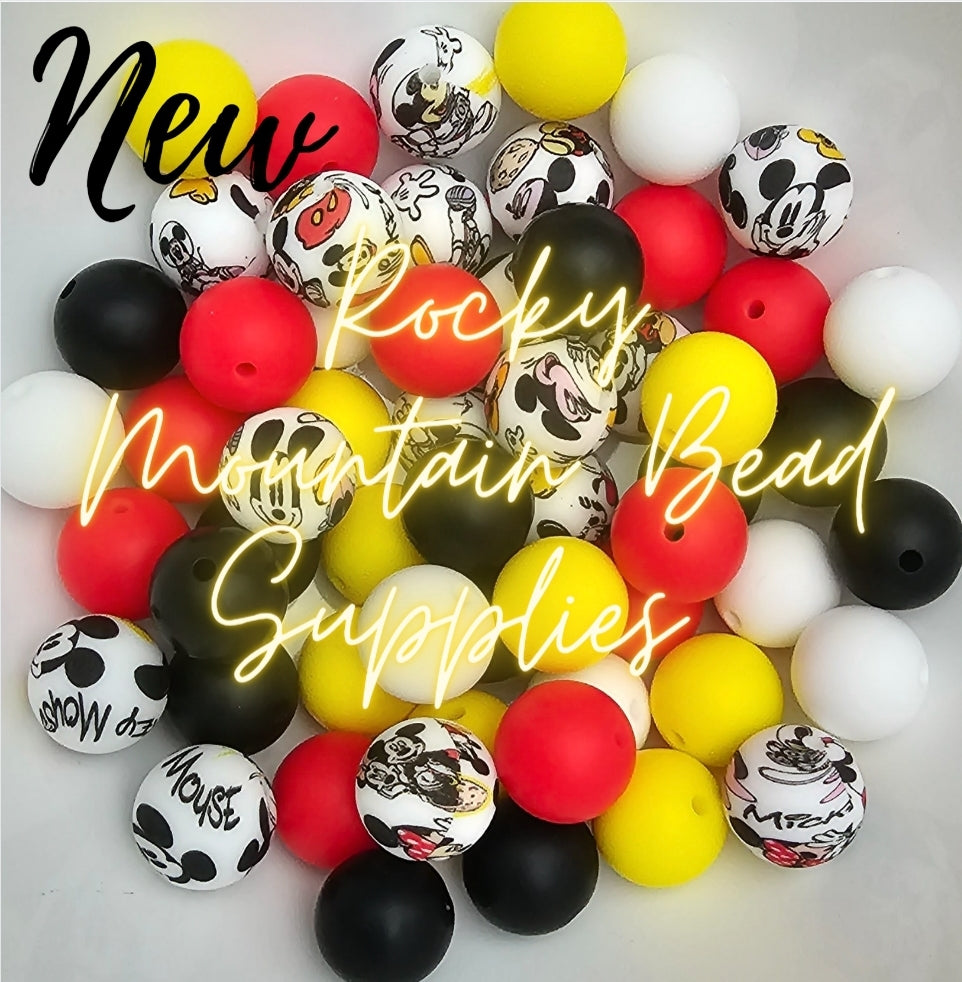 NEW mix 15mm silicone DIY MICKEY MOUSE HEAD MIX 25 COUNT