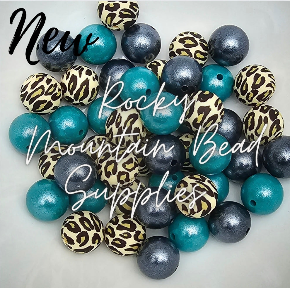 NEW DIY Bead Mix Leopard Emerald 15mm silicone mix 25 count