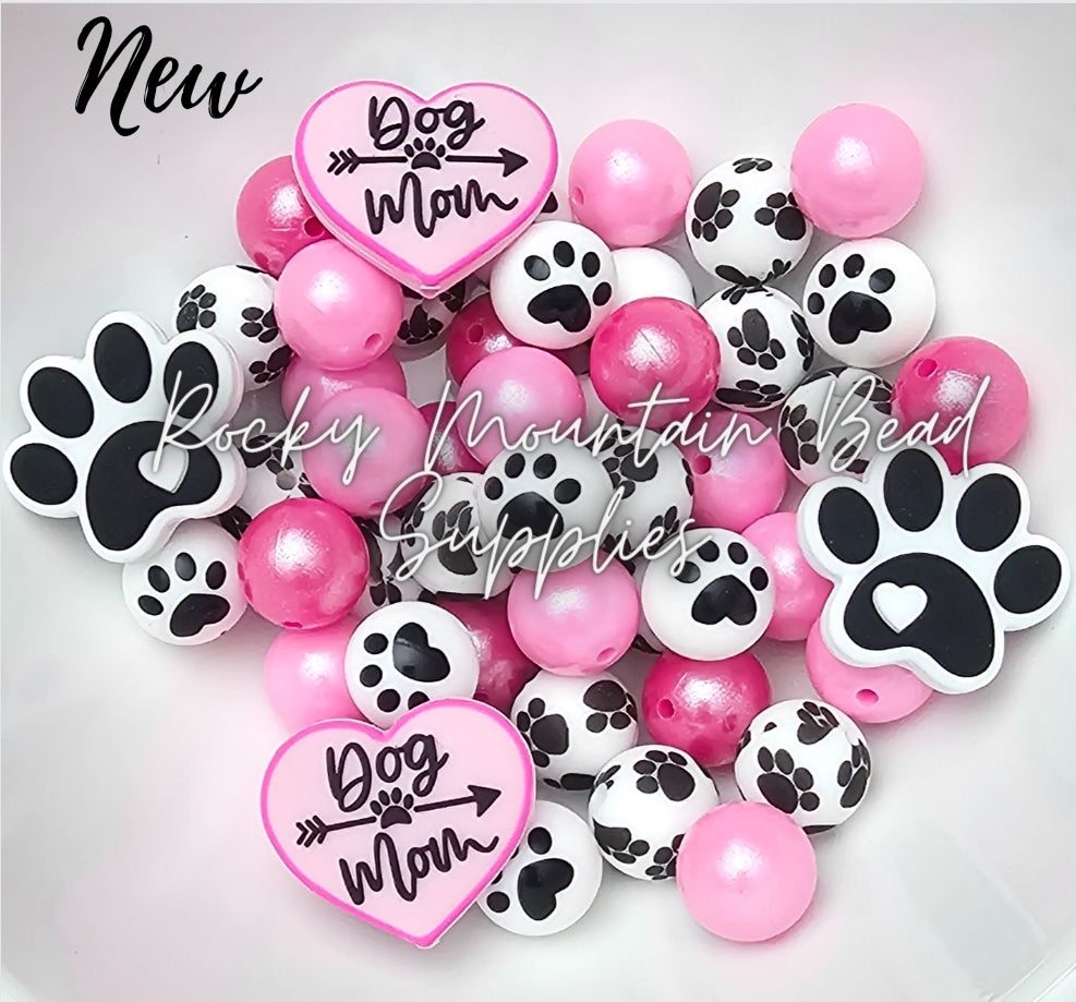DIY BEAD MIX dog mom silicone bead mix 29 COUNT INCLUDES 4 focal beads
