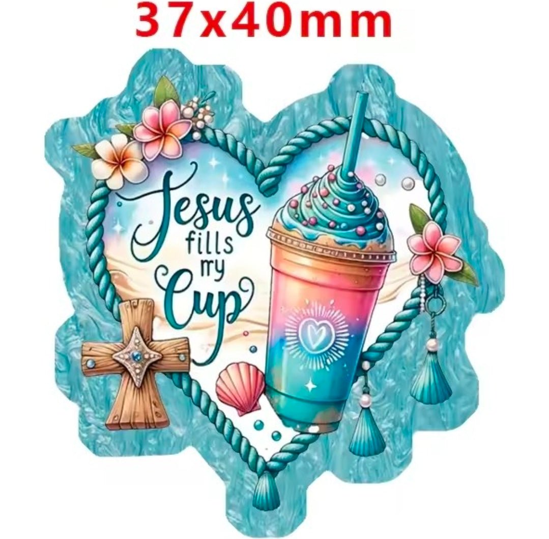 Glitter Acrylic Flatback- Acrylic Planer Resin Charm Religious