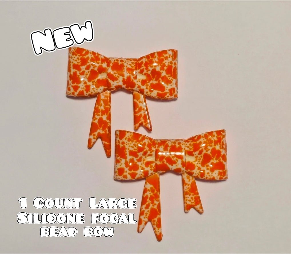 1 Count Large Silicone Printed Bow Focal Beads. Bow beadable accessories. Shimmer Glossy Finish