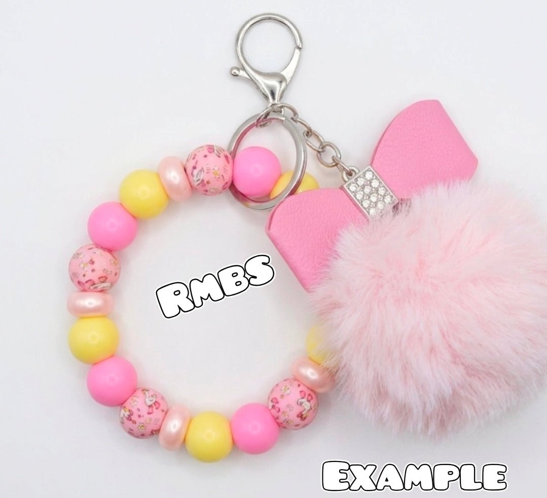 1 Count Fancy Pom Poms Keychains Silver Hardware Shop Created Design