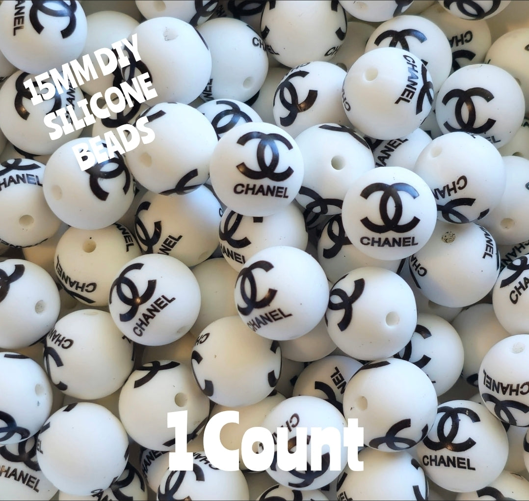New 1 Count 15mm printed Luxury silicone beads