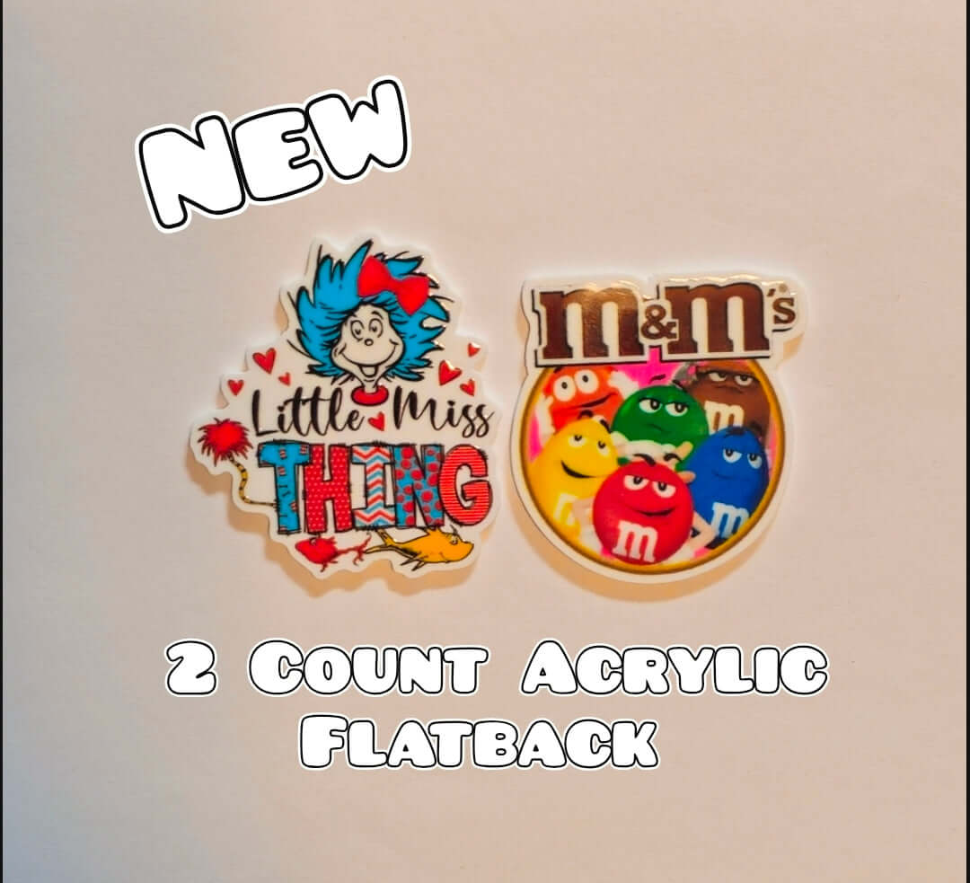2 Count Acrylic Flatback- Acrylic Planer Resin Charm- Character