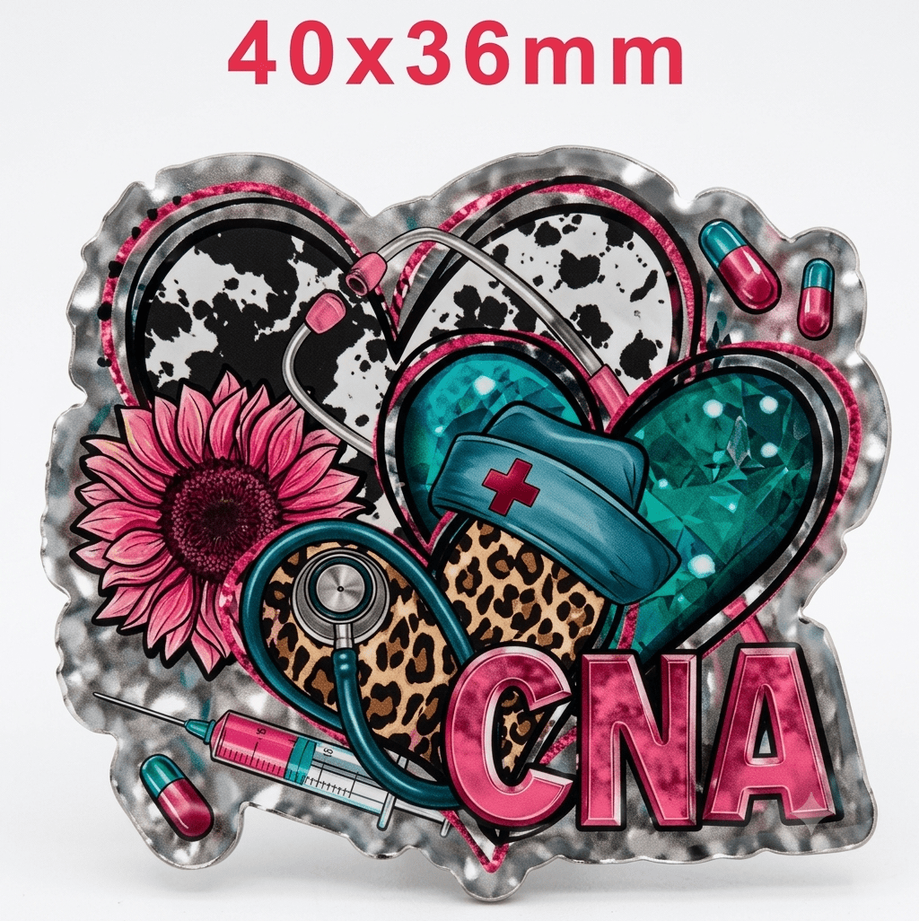 Glitter Acrylic Flatback- Acrylic Planer Resin Charm Medical CNA