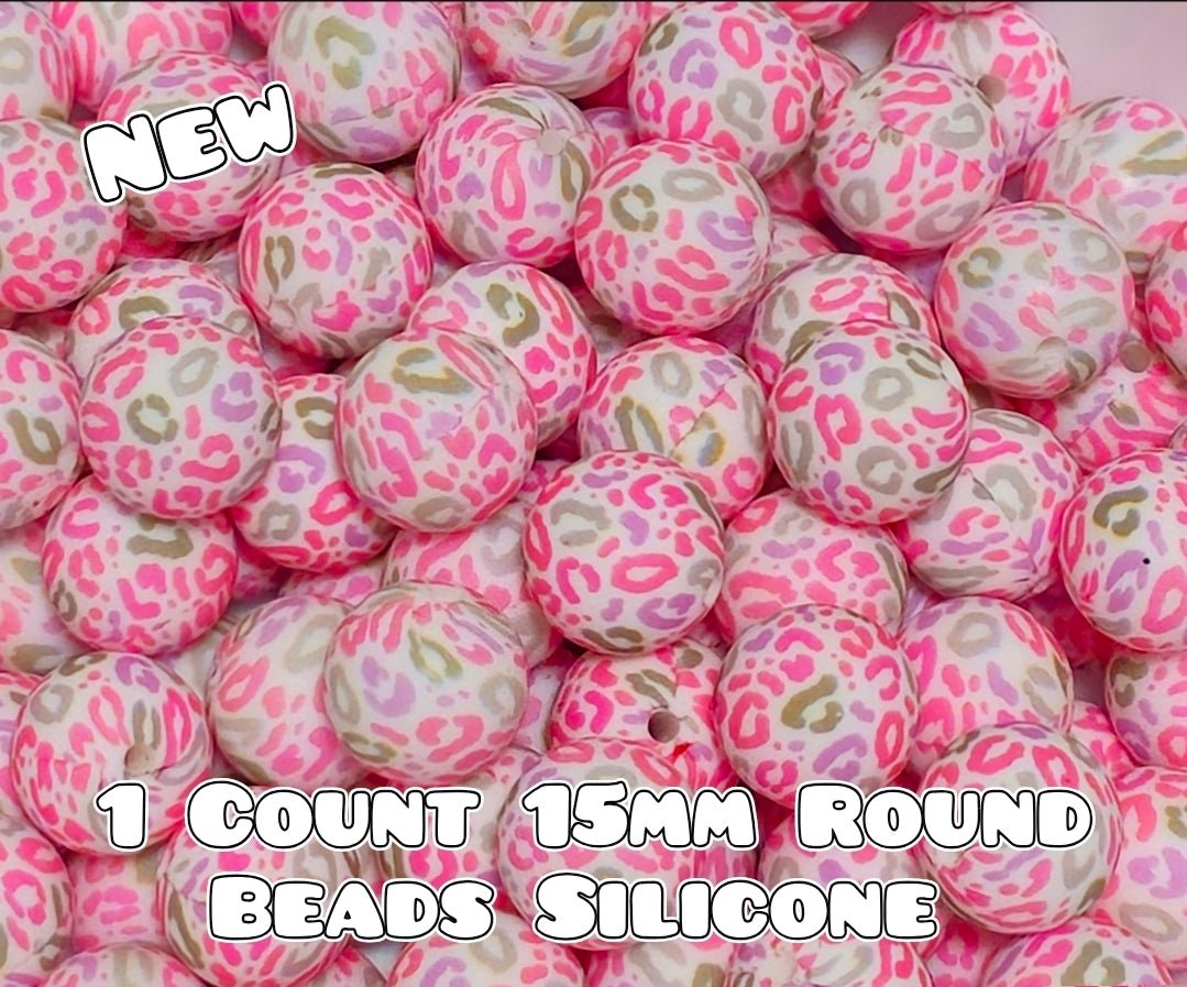Nuevas cuentas de silicona impresas de 15 mm, 1 unidad, LEOPARDO BRILLANTE