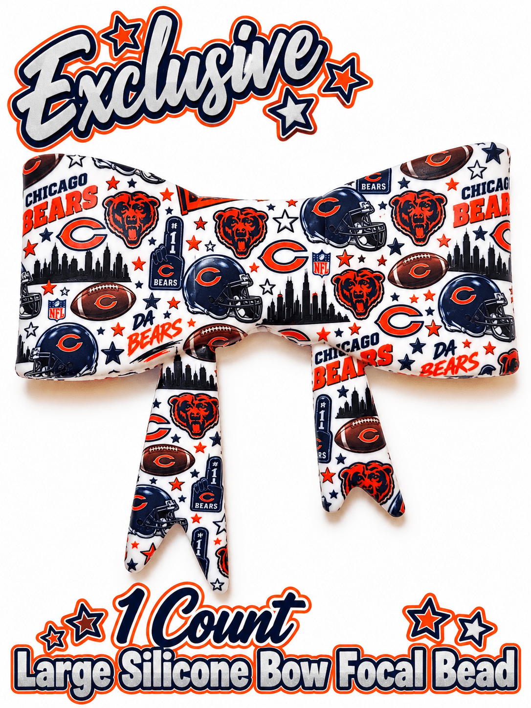 New Shop Exclusive 1 Count Large Silicone Bow FOOTBALL BEARS