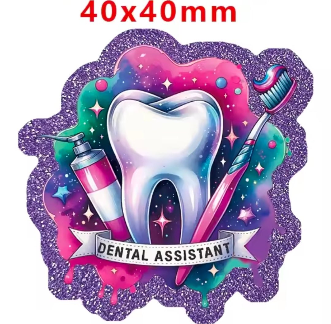 Glitter Acrylic Flatback- Acrylic Planer Resin Charm Dental Assistant