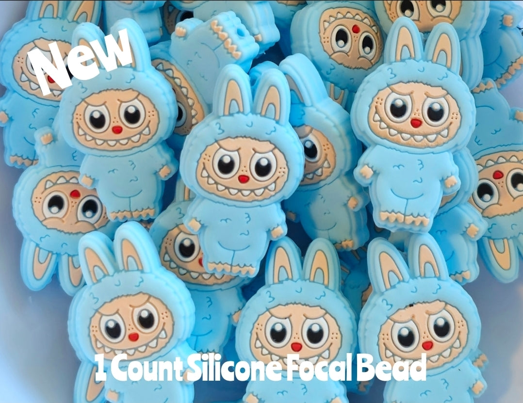 New Silicone Labubu Focal Beads 1 Count DIY Bead Supplies 4 Color Options