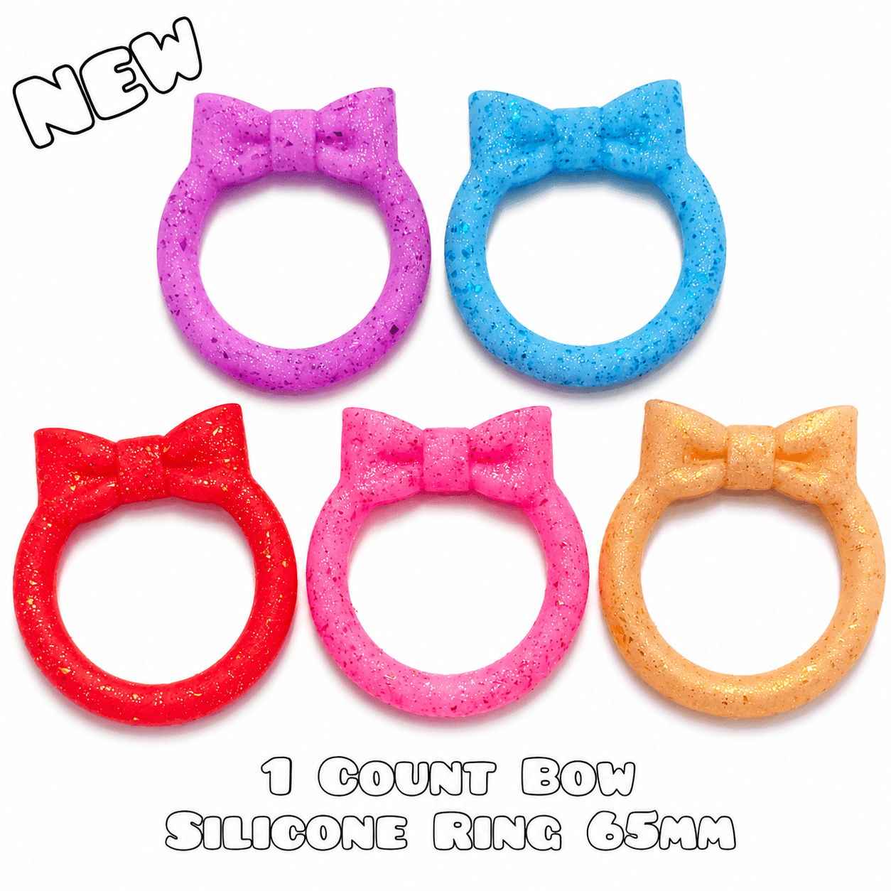 65MM Silicone Rings DIY Craft Supplies 1 Count Glitter Beadable Blanks