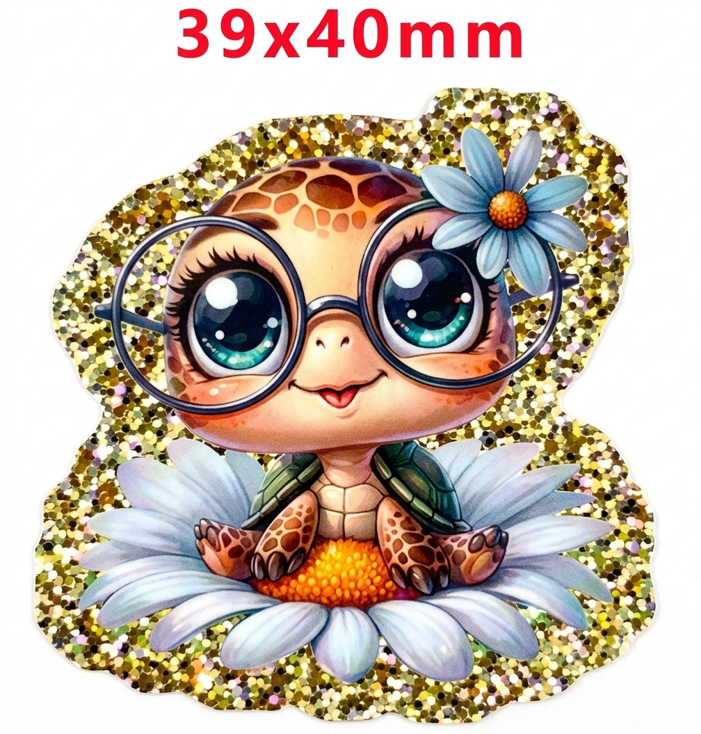Glitter Acrylic Flatback- Acrylic Planer Resin Charm- Animal Turtle