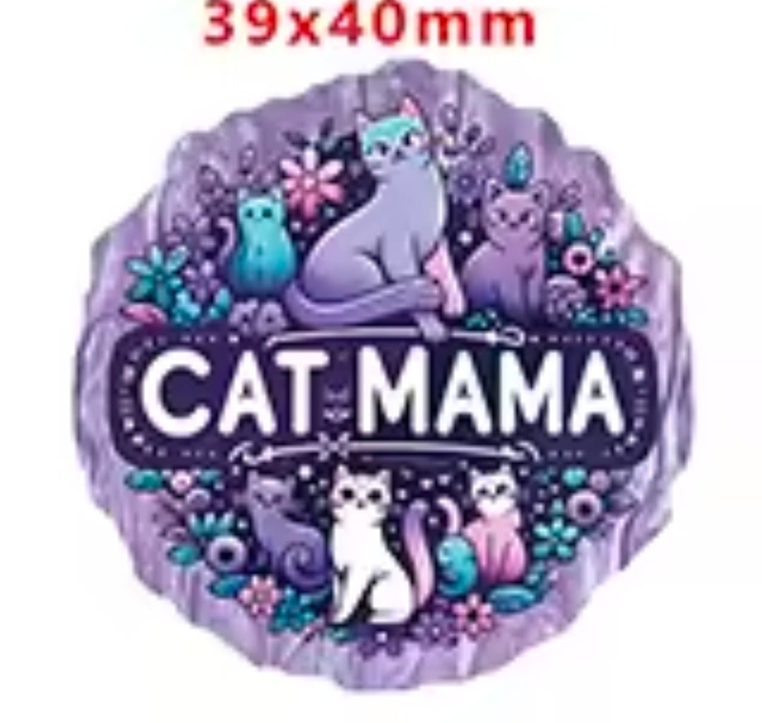 Glitter Acrylic Flatback- Acrylic Planer Resin Charm- Cat Mama