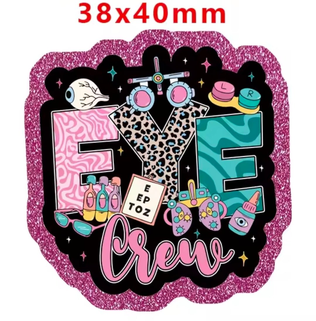 Glitter Acrylic Flatback- Acrylic Planer Resin Charm- Medical Eye Crew