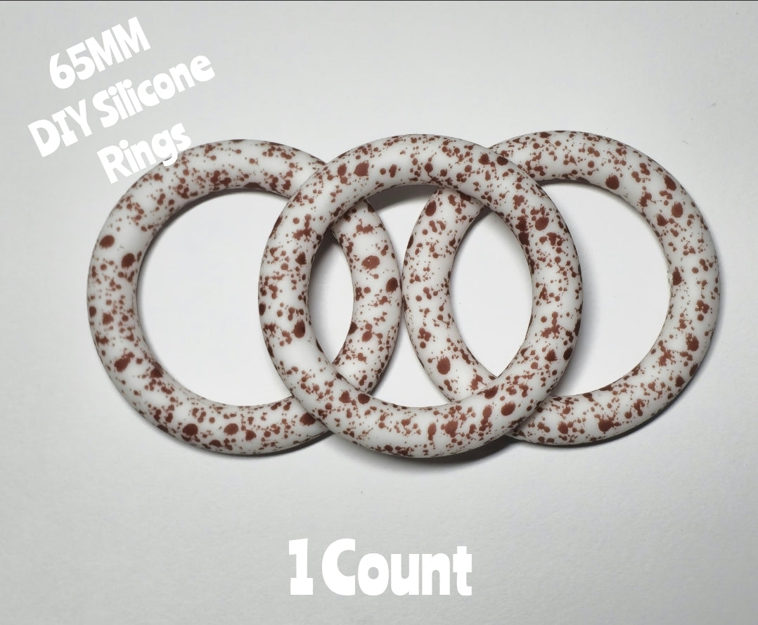 1 Count DIY 65MM Silicone Rings Craft Supplies Beadable Blanks Brown Splatter