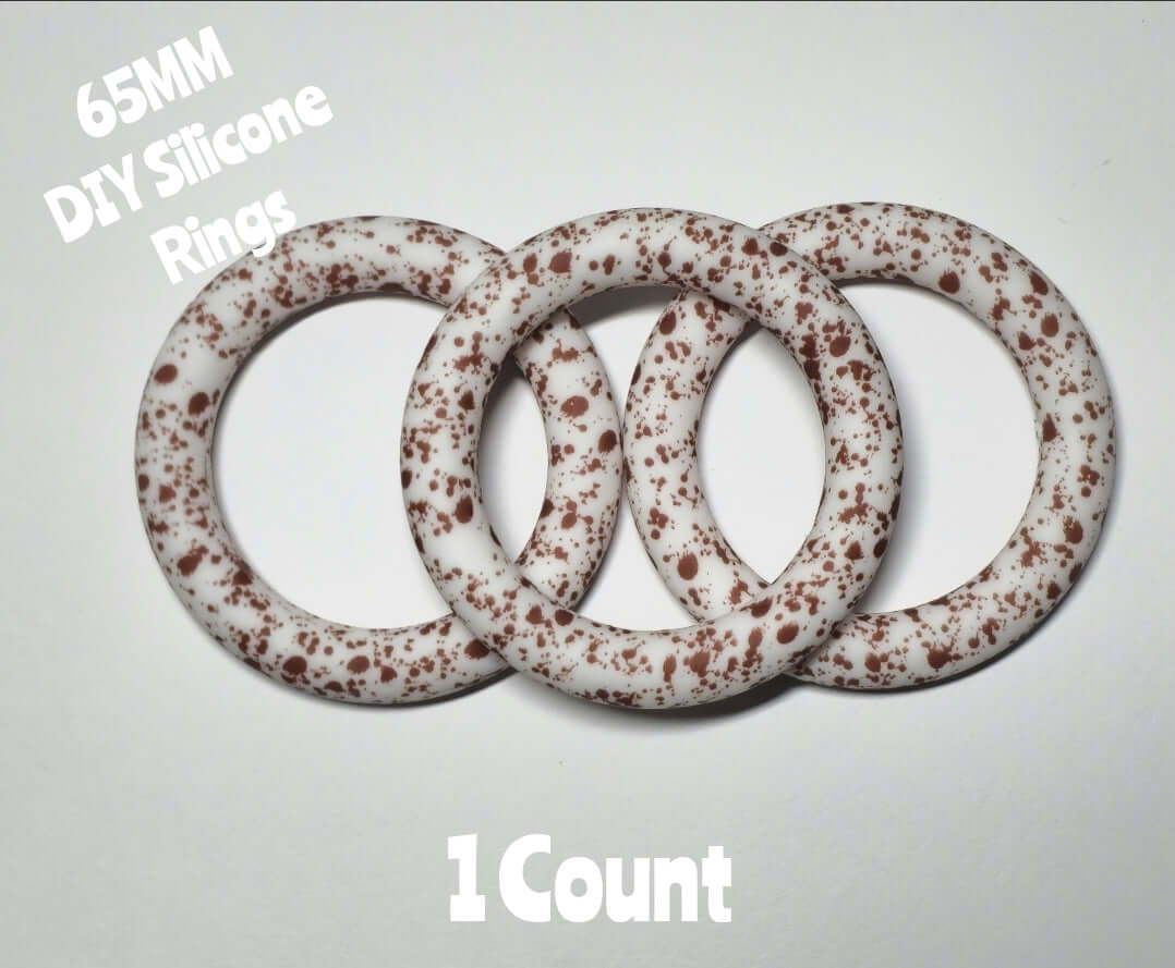 1 Count DIY 65MM Silicone Rings Craft Supplies Beadable Blanks Brown Splatter