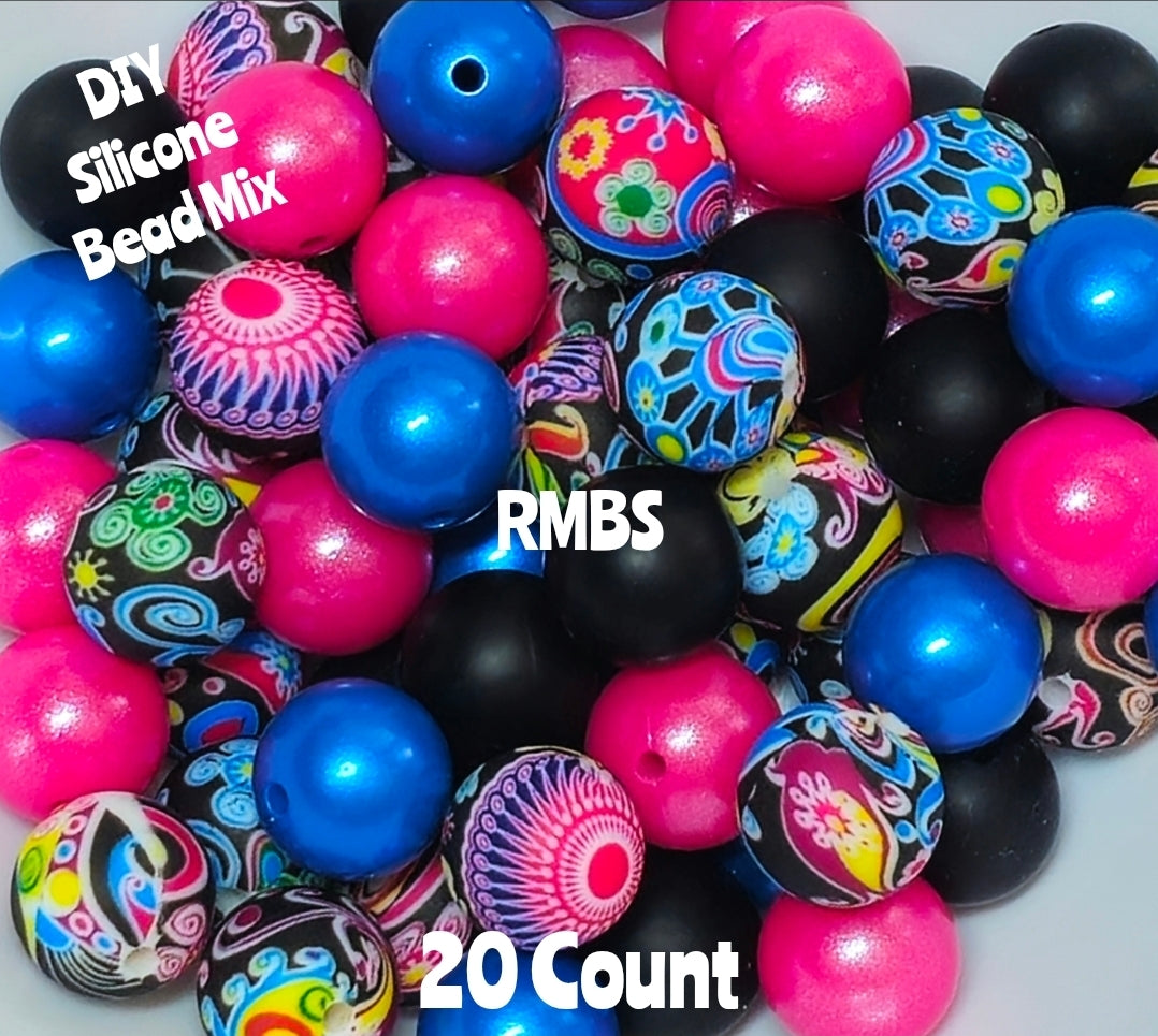 New Bold Bright Paisley Bead Mix DIY Beads 20 Count. Craft Supplies