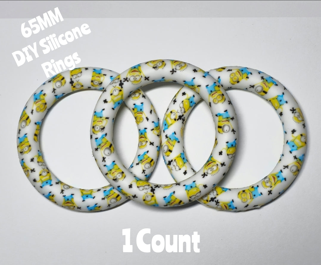 1 Count DIY 65MM Silicone Rings Craft Supplies Beadable Blanks Minions