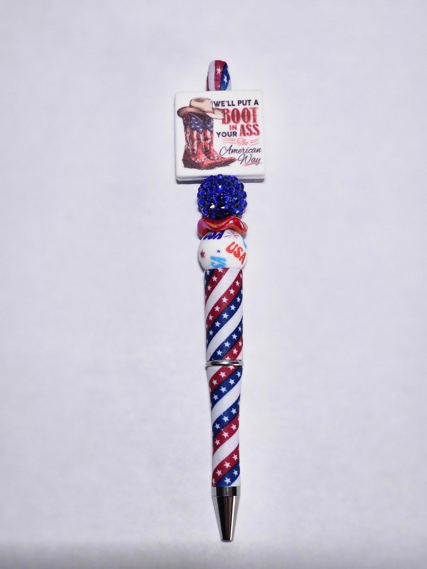 New 1 Count Focal Bead We'll will put a boot in your ass its the American way. Pen is example bead only