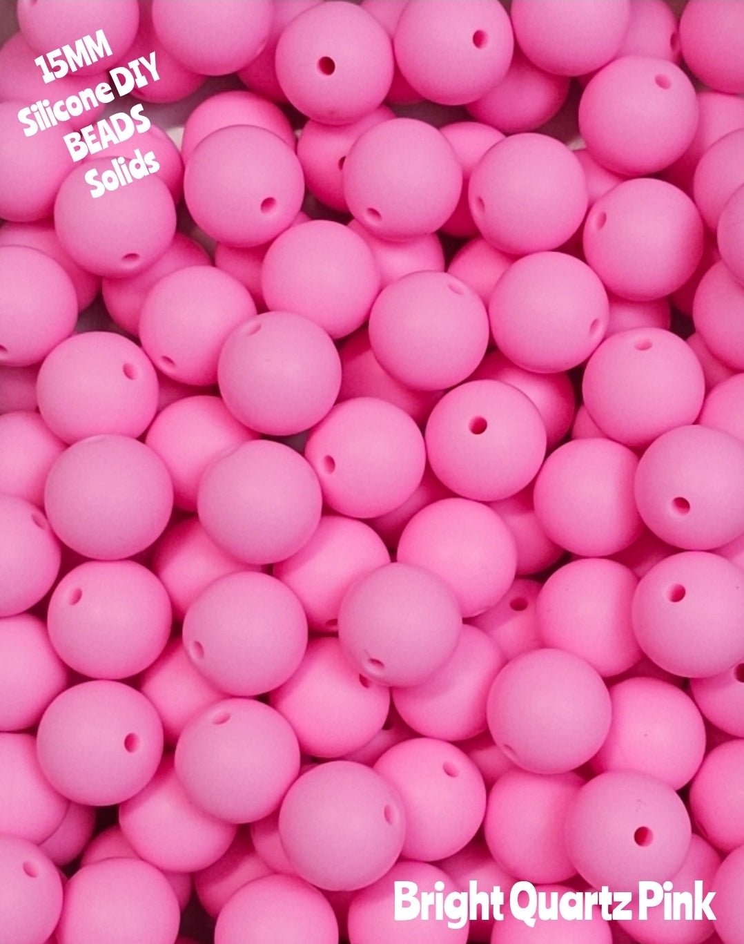 15mm DIY Silicone Solids 1 Count Bright Quartz Pink