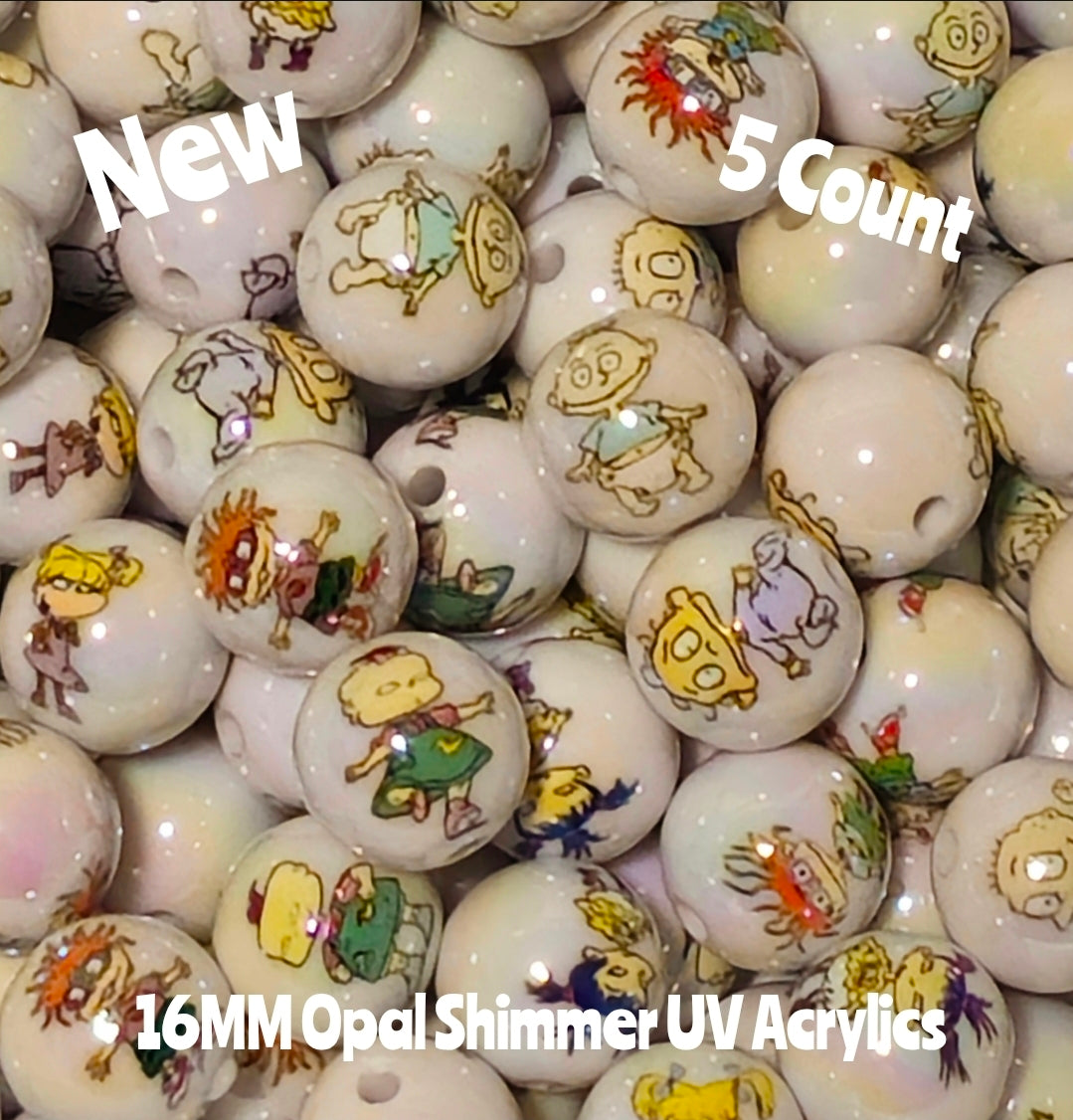 New 5 Count 16MM DIY Acrylic Beads Character Rugrats Craft Supplies