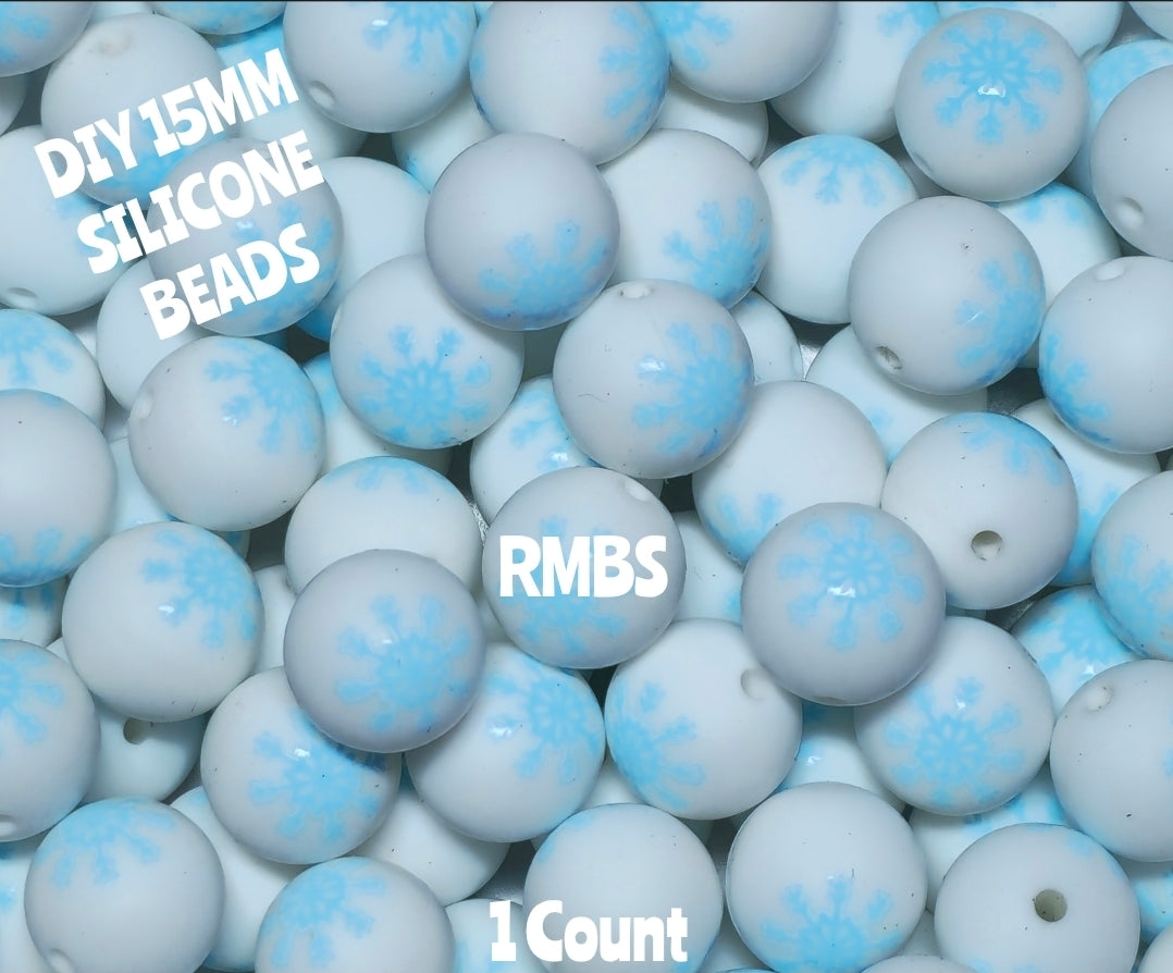 New 1 Count 15mm Printed Beads Christmas Theme Beads Craft Supplies Multiple Options