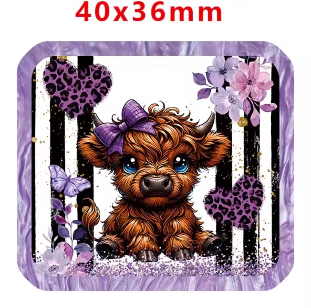 Glitter Acrylic Flatback- Acrylic Planer Resin Charm Cow
