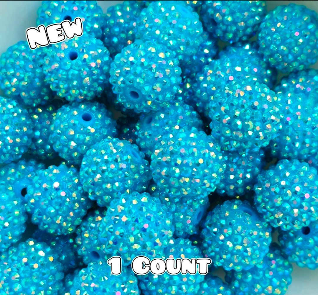 20MM New 1 Count Acrylic Rhinestone Beads AQUA TEAL