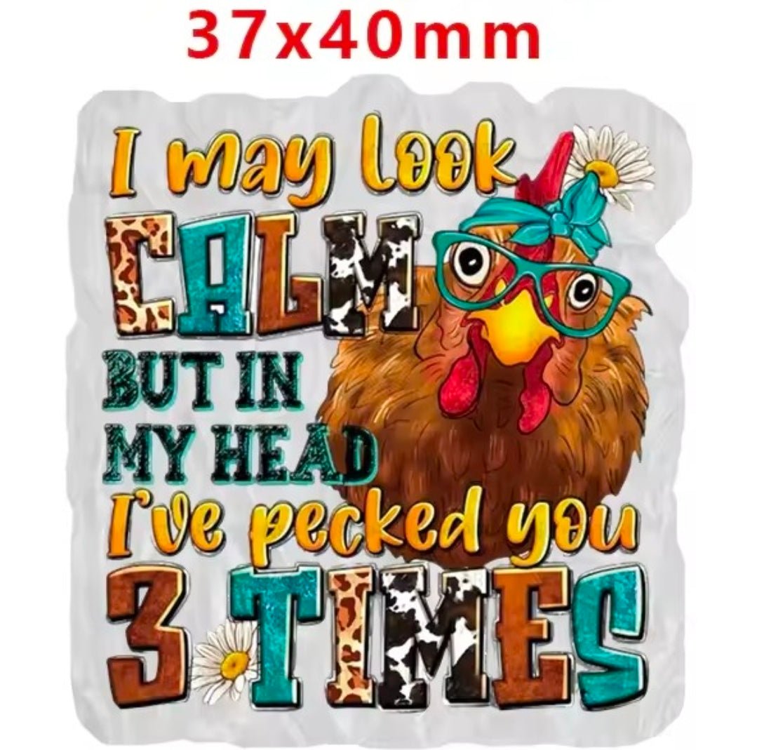 Glitter Acrylic Flatback- Acrylic Planer Resin Charm Chicken Sassy