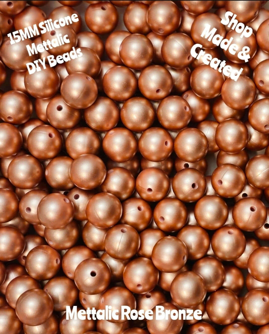 NEW 15mm DIY Silicone Beads Mettalics 1 Count BRONZE